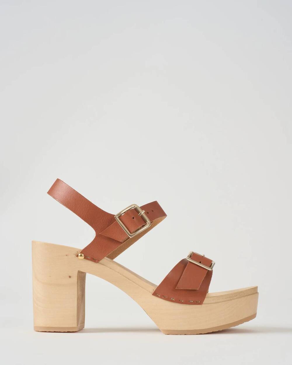 NEW SABOT YOUYOU women's cuir de vachette pleine fleur heeled clog in brique veg